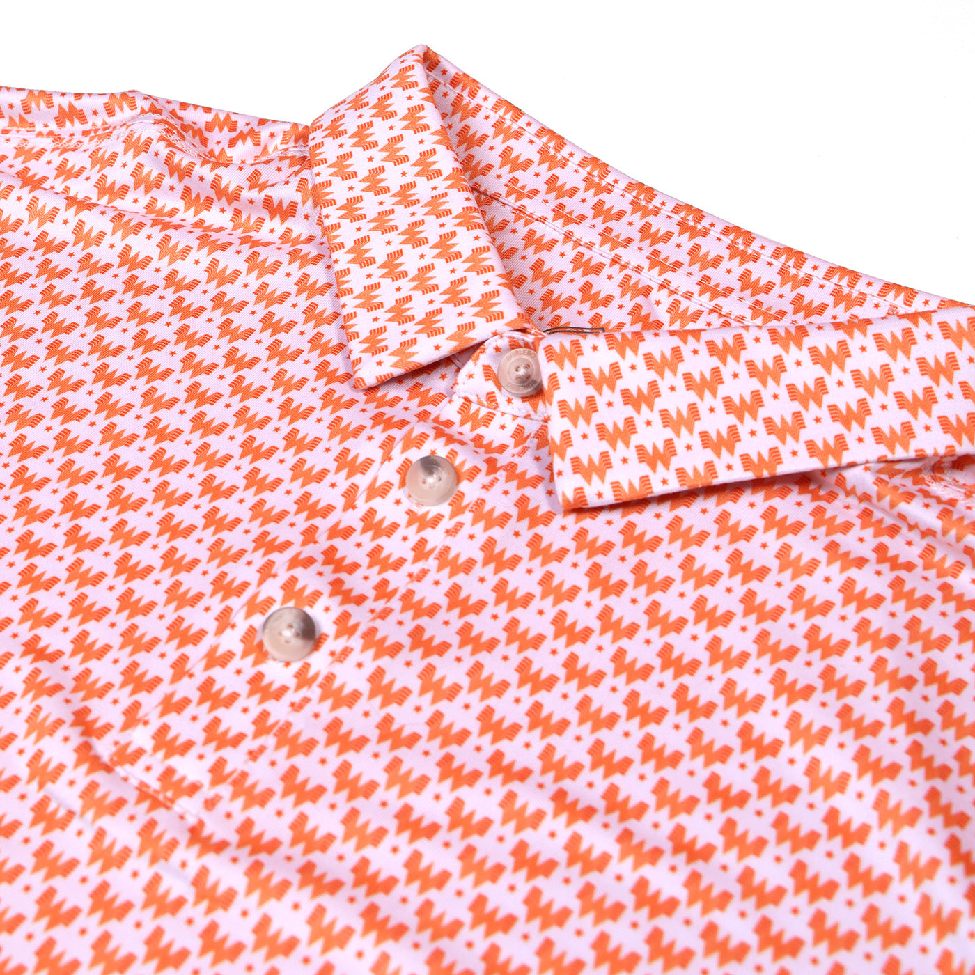 Burlebo x Whataburger WHATA Logo White/Orange Performance Polo - Image 2